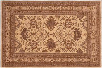 handmade Traditional Kafkaz Chobi Ziegler Beige Tan Hand Knotted RECTANGLE 100% WOOL area rug 6 x 9